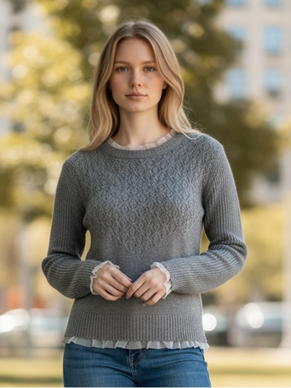 Maddie JS Lined Mohair Blend‎ Sweater Gray NWT